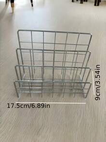 1PC Modern Silver Book Shelf Storage Rack Metal Basket Organizer Magazine Newspaper Holder Nordic Style Iron 3 Tier Desktop Drawer For Home Office Study - silver - View 4