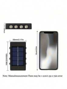 Teckwe 1件 4LED/6LED/8LED 太陽能上下照日光壁燈，戶外防水LED階梯燈，現代裝飾壁燈，適用於戶外庭院、花園、草坪、露台、中庭、圍欄、車道、小徑裝飾燈，萬聖節、聖誕節、感恩節禮物（配備600mAh電池） - Long Wall Lamp - 查看 10