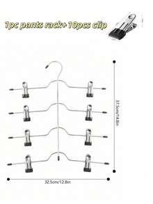 1pc 4-Layer Pants Rack, Hanger, Pants Hanger, Space-Saving Hanging Closet Organizer, Space-Saving Hanger With Clips, Wardrobe Organization And Storage, Holiday Decoration, Room Decoration, Home Decoration, Bedroom Decoration - black - View 13