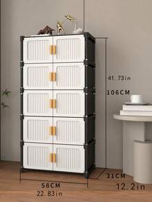 1pc Dust-Proof Storage Cabinet With Door, Wardrobe, Shoe Cabinet, Bookshelf, Storage Rack With Drawer, Space-Saving, Sturdy, Stylish, Easy Assembly And Disassembly, Portable, Suitable For Living Room, Bedroom - Multicolor - View 7