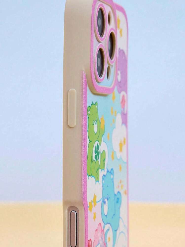 Care Bear X Joivida 1Pc Cute Bears Colorful Cloud Star Print Phone Case, Soft TPU Shockproof Protective Cover, Kawaii Cartoon Design, Anti-Fingerprint & Durable, Compatible With Series, A Fun Everyday Accessory - powder - View 4