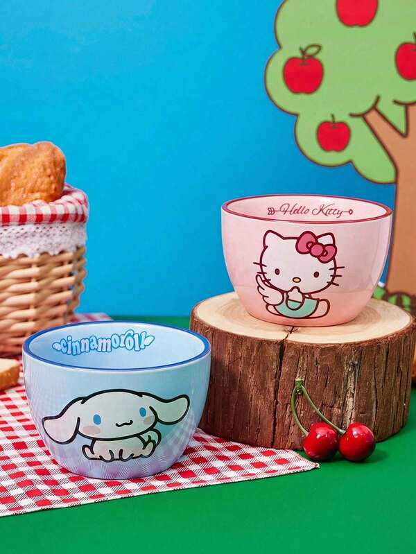 HELLO KITTY AND FRIENDS | Joivida 1 Adet X Joivida Seramik Kase, İki Stil Seçeneğiyle: Pembe Fincan veya Mavi Fincan, Ev Mutfağı ve Yemek Odası İçin Dekoratif Meyve Kasesi, Atıştırmalık, Şekerleme, Tatlı, Salata ve Saklama İçin Uygun, Düğün, Ziyafet ve Doğum Günü İçin Şirin Bir Hediye