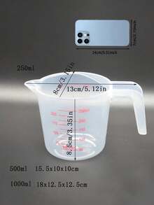 3pcs Transparent Plastic Baking Measuring Cups With Pvc Scale High Precision Graduated Markings Multifunctional Kitchen Tool 8.45oz 16.91oz 33.81oz For Home Baking Cooking Kitchen Daily Utensil Supplies - Multicolor - View 3