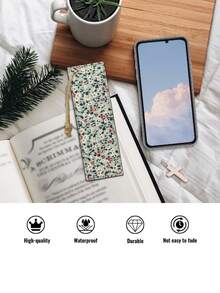 1PC PU Leather Hemp Rope Tassel Vintage Floral Print Bookmark Page Marker For Book Lovers Students Teachers Reading Gift Friends Office School Stationery Supplies Retro Aesthetic Reading Accessory - multicolor - View 2