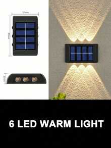 Teckwe 1件 4LED/6LED/8LED 太陽能上下照日光壁燈，戶外防水LED階梯燈，現代裝飾壁燈，適用於戶外庭院、花園、草坪、露台、中庭、圍欄、車道、小徑裝飾燈，萬聖節、聖誕節、感恩節禮物（配備600mAh電池） - Long Wall Lamp - 查看 15