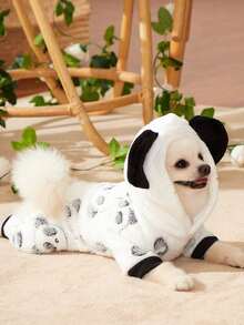 PETSIN 1pc Panda Head Print Cosplay Pet Jumpsuit Autumn And Winter Thick Warm Flannel Pet Clothing - Multicolor - View 3