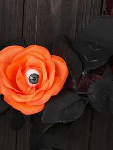 1pc Halloween Wreath With Rose Eyeball & Twig, Spooky Artificial Rattan Door Hanging Decor, Creepy Gothic Party Prop For Haunted Home Entrance - multicolor - View 11