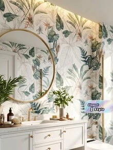 1 Roll Self-Adhesive Floral Wallpaper, PVC Removable Sticker, Suitable For Dorm, Dining Room, Home Decor, Can Be Applied To Drawers, Furniture Renovation - green - View 2