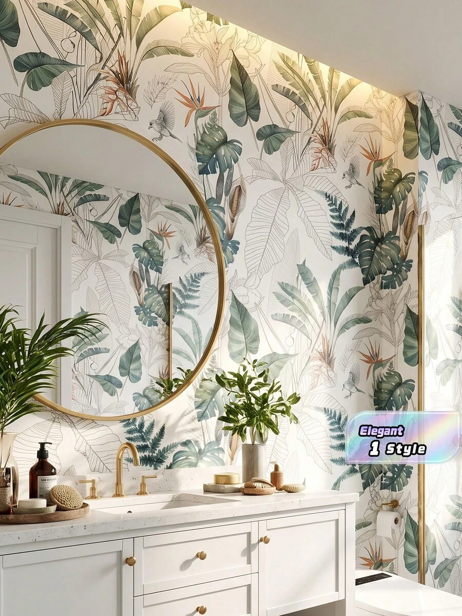 1 Roll Self-Adhesive Floral Wallpaper, PVC Removable Sticker, Suitable For Dorm, Dining Room, Home Decor, Can Be Applied To Drawers, Furniture Renovation