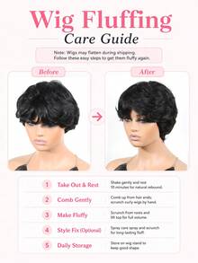 Short Pixie Cut Human Hair Wig With Bangs - S1 - View 6