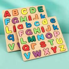 MINKOJA 1Pc Wooden Alphabet Number Shape Puzzle Board, Montessori Educational Learning Toy For Toddlers Kids Age 3+, Early Cognition Matching Game Gift - Multicolor - View 12
