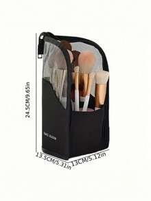 1 pieza Estuche para pinceles de maquillaje rosa con cremallera, estuche para pinceles de maquillaje de viaje impermeable de PVC transparente, bolsa para pinceles de maquillaje portátil, bolsa de cosméticos profesional, bolsa de almacenamiento de artista, taza de maquillaje plegable esencial para el hogar, regalo, vacaciones, viaje - Multicolor - Ver 10