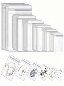 Transparent, Oxidation-Resistant Bags For Jewellery Storage; Individually Packaged Gift Bags For Rings, Earrings, Necklaces, Bracelets And Other Accessories - White - View 12