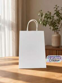 Simple Kraft Paper Bags, Portable Takeaway Carry Bags, Colorful Square Gift Bags In Assorted Candy Shades - 20Pcs white - View 1