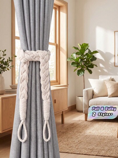 2pcs/4pcs Handmade Braided Rope Curtain Tie Backs, Multiple Colors  Available, Suitable For Curtain Fixing