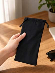 30/100/150/200pcs Pack Drawstring Glasses Pouches, Dustproof Soft Eyewear Storage Bags, Portable Eyeglass Accessories For Women, Back To School Essentials - Black - View 2