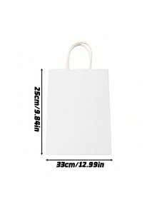 Simple Kraft Paper Bags, Portable Takeaway Carry Bags, Colorful Square Gift Bags In Assorted Candy Shades - 20Pcs white - View 9