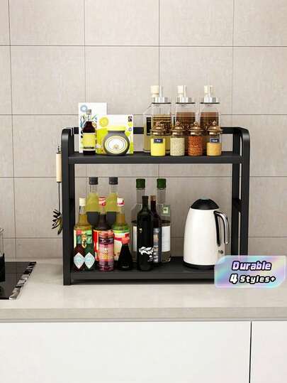 Kitchen Multi-Functional Storage Rack For Seasonings, Utensils, And Bottled Condiments With Multi-Layer Shelving