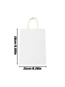 Simple Kraft Paper Bags, Portable Takeaway Carry Bags, Colorful Square Gift Bags In Assorted Candy Shades - 20Pcs white - View 12