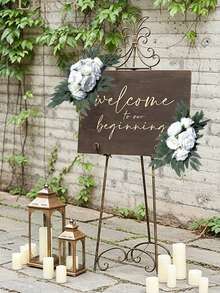 2Pcs Artificial Wedding Arch Flowers Set, Faux Floral Corner Decor For Welcome Sign Party Banner, Birthday Banquet Event Backdrop Greenery Supply - Multicolor - View 5