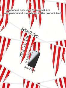 2 Sets Of Red-And-White Striped Triangular Bunting Flags, Carnival And Circus Decorative Supplies, Triangular Decorative Pennants, Layout Materials For New Year Celebration Events, Red-And-White Striped Triangular Flags - Raise the Flag - View 3