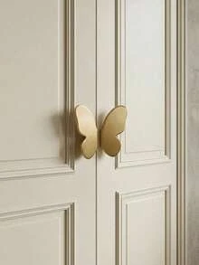 Cirelle 1pc Metal Butterfly Cabinet Knob, Brushed Gold Decorative Drawer Pull, Modern Minimalist Butterfly Handle For Wardrobe & Dresser - Yellow - View 1
