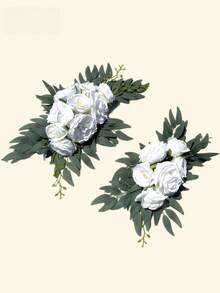 2Pcs Artificial Wedding Arch Flowers Set, Faux Floral Corner Decor For Welcome Sign Party Banner, Birthday Banquet Event Backdrop Greenery Supply - Multicolor - View 10
