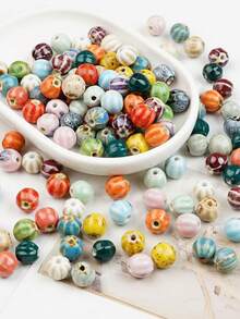 100‑Piece Bohemian‑Style Glazed Pumpkin‑Shaped Loose Beads, Suitable ...
