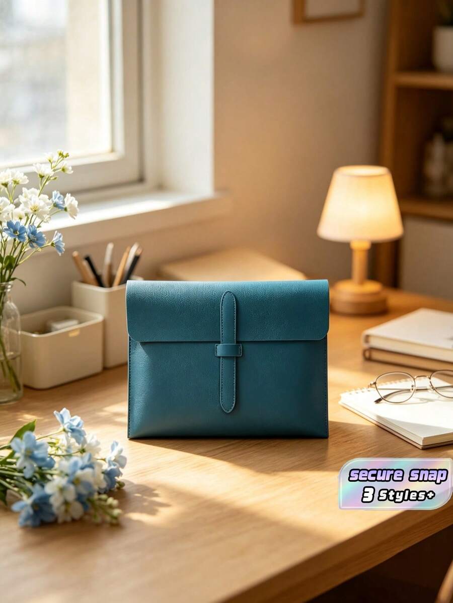 1PC A4 Leather Portfolio Folder Professional Sleek With Elastic Band Pen Loop For Documents Notebooks For Business Meeting School Student Office HotSale - Multicolor - View 1