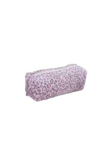 Sweet And Edgy Plush Leopard-Print Pen Case, High-End Appearance, Ultra-Soft Makeup Bag, Student Stationery Box, Large Capacity Storage Bag. - multicolor - View 14