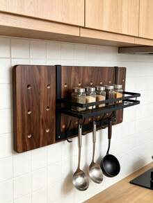 Hanging Door Storage Shelf, Easy To Install, Stylish Side Door Storage Rack, Suspended Storage Rack With Hooks - No Damage Installation, Multi-Functional Metal Hooks, Can Store Coats And Hats, Side Door Storage Rack For Bedroom, Easy To Install - Multicolor - View 8