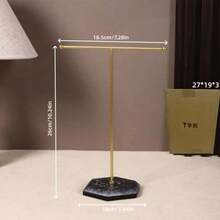 1 Piece Solid Metal Minimalist T Shaped Jewelry Display Rack Multi Hook Large Capacity Stable Freestanding Storage Holder For Necklaces Bracelets Rings Watches Elegant Simple Tabletop Organizer Indoor Bedroom Vanity Household Decor All Season Jewelry - Multicolor - View 6