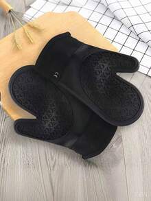 1PC Black Silicone Heat Resistant Oven Glove Long Two Finger Anti Scald Non Slip Bake Kitchen Universal Size Cooking Baking BBQ - Black - View 3