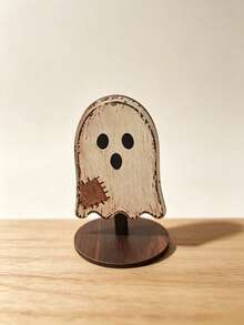 Set Figur Halloween Kayu Lukis Tangan Bergaya Retro, Jack-O-Lantern dengan Pita Kotak-kotak, Kelelawar, Hantu, Hiasan Meja, Dekorasi Pesta Rumah Musim Gugur dan Panen - default - View 12