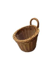 Vintage Style Wall Hanging Kitchen Storage Basket - Multi-Functional Hanging Organizer Basket With Hooks, Suitable For Condiments, Cooking Utensils, Spices - Space-Saving Rustic Style Decorative For Cabinet, Pantry, Small Kitchen - Mocha Brown - View 10