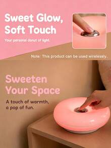 Teckwe Donut Rechargeable LED Table Lamp & Wall Lamp, Cordless Touch Control 3 Color Modes Dimmable Bedside Ambient Light, Cute Decor Desk Lamp For Bedroom Home Decor - multicolor - View 2