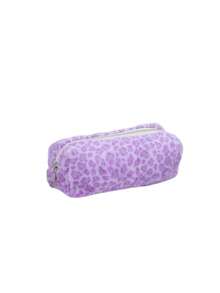 Sweet And Edgy Plush Leopard-Print Pen Case, High-End Appearance, Ultra-Soft Makeup Bag, Student Stationery Box, Large Capacity Storage Bag. - multicolor - View 13