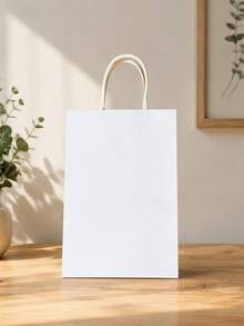 Simple Kraft Paper Bags, Portable Takeaway Carry Bags, Colorful Square Gift Bags In Assorted Candy Shades - 20Pcs white - View 5