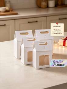 10Pcs White Gift Boxes , Hand‑Held Gift Boxes With Clear Display Window, For Bridal Shower, Holiday, Birthday Party, Wedding Decor, Classroom & Small Business Gifts - Multicolor - View 1