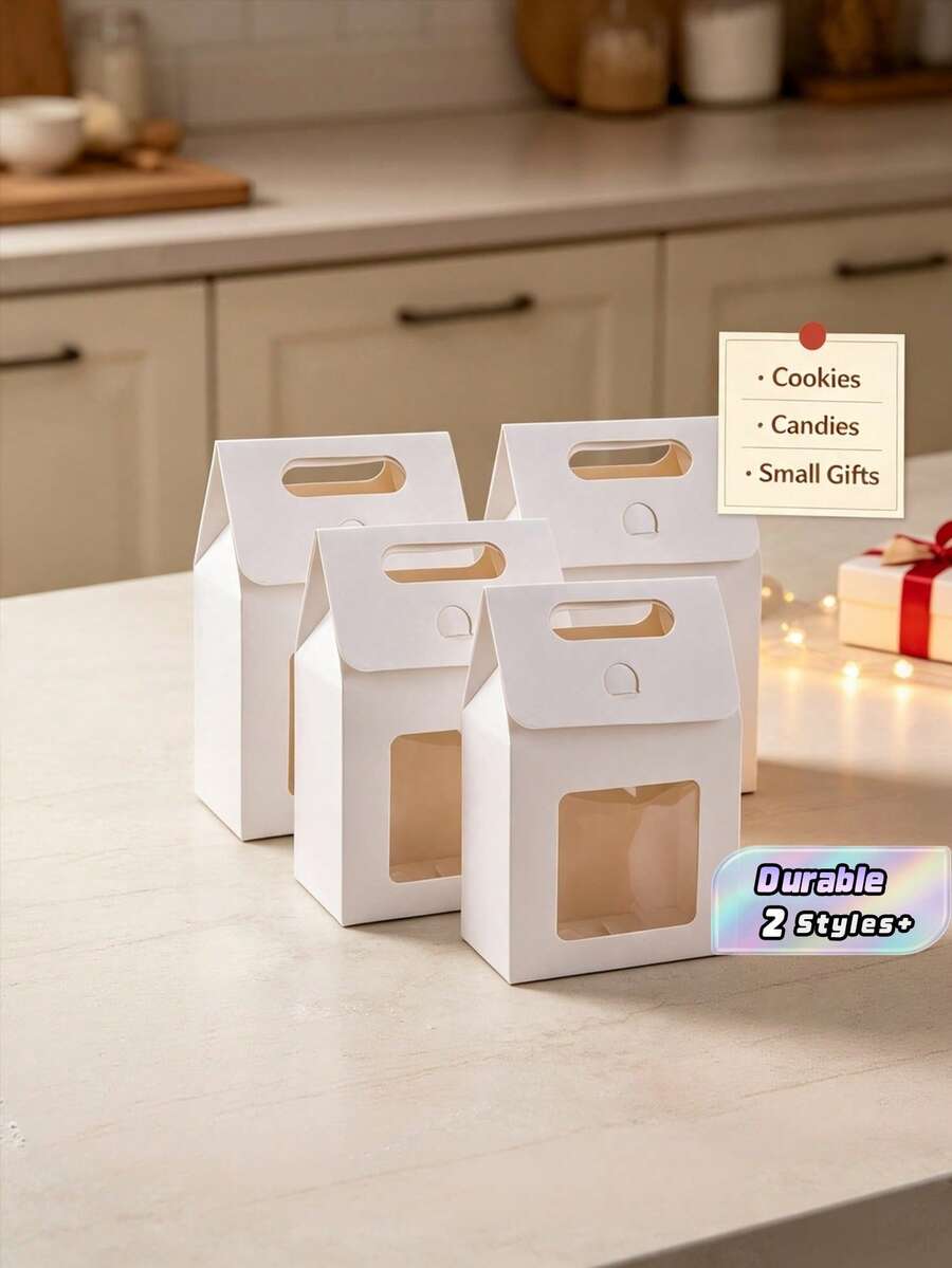 10Pcs White Gift Boxes , Hand‑Held Gift Boxes With Clear Display Window, For Bridal Shower, Holiday, Birthday Party, Wedding Decor, Classroom & Small Business Gifts - Multicolor - View 1