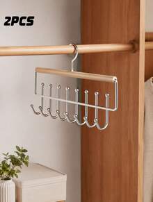 2Pcs Modern Wall Mounted Metal Storage Organizer W/ 8 Hooks For Hats Towels Straps Bedroom Bathroom - Multicolor - View 10