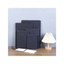 SHEIN 1Pc  Sketchbook For Artists Cotton Paper Sketchbook Blank Spiral Notebook, Sketch Book A3 A4 A5 16K 8K School Notebook Notebook With Spiral - Black Card Sketchbook - View 2