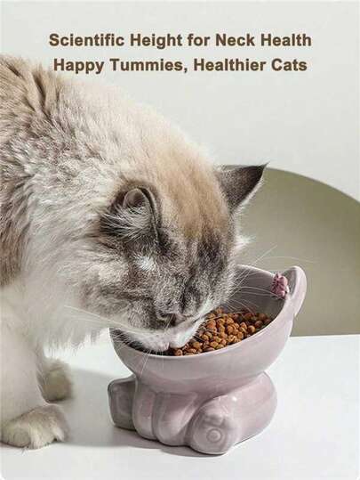 PETSIN Mangkuk Kucing Keramik, Mangkuk Makanan Kucing, Mangkuk Nasi Kucing, Mangkuk Hewan Peliharaan, Mangkuk Nasi Kucing Lucu, Perlengkapan Hewan Peliharaan