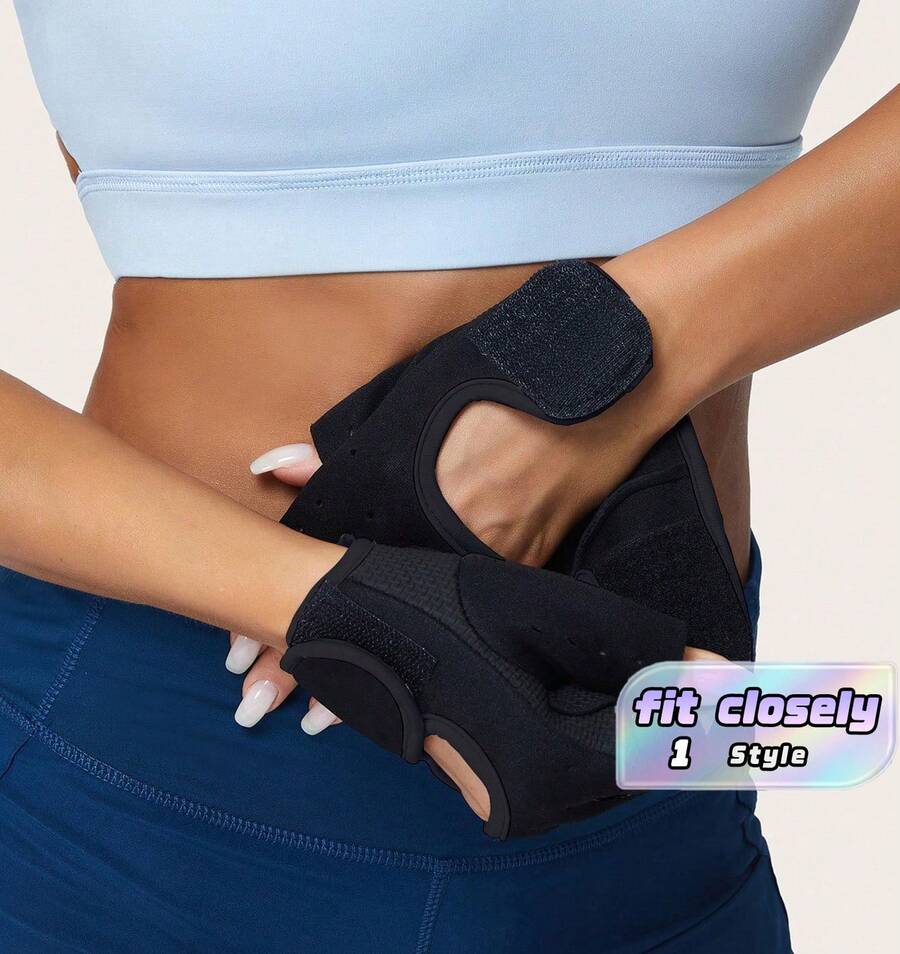 A Pair Of Sporty, Half-Finger Cycling And Fitness Gloves, Suitable For Rock Climbing, Hiking, And Outdoor Workouts (Only One Available-Please Consider Carefully Before Purchasing) - Black - View 1
