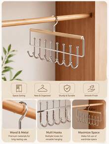 2Pcs Modern Wall Mounted Metal Storage Organizer W/ 8 Hooks For Hats Towels Straps Bedroom Bathroom - Multicolor - View 7