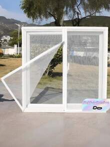 Zippered Self-Adhesive Mosquito Net, Suitable For Home Windows, Removable - White With White Edges - View 2