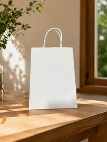 Simple Kraft Paper Bags, Portable Takeaway Carry Bags, Colorful Square Gift Bags In Assorted Candy Shades - 20Pcs white - View 6