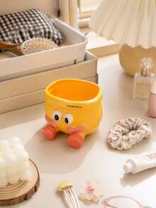 Zazumi Rounded Yellow Pouch Shape Home Accent Organizer Raised Eye Details And Coral Orange Feet For Cream-Style Desk Styling Creating Warm Interior Accent For Lifestyle Users - Multicolor - View 8