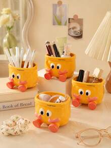Zazumi Rounded Yellow Pouch Shape Home Accent Organizer Raised Eye Details And Coral Orange Feet For Cream-Style Desk Styling Creating Warm Interior Accent For Lifestyle Users - Multicolor - View 3