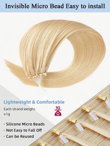 Micro Loop Human Hair Extensions Premium Virgin Remy Hair 22# Honey Blonde Reusable Invisible Micro Link Bead Hair No Glue No Tape Design 50Pcs 12-22 Inch Anti Shedding Soft Texture Ideal For Full Head Makeover Holiday& Hairstyle For Girls & Women - S22 - View 5